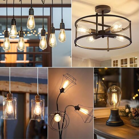 ANWIO Vintage LED Edison Bulbs 3-Pack, 7W, Equivalent 60W, Non-Dimmable, ST58 2700K Warm White Antique LED Filament Bulbs,E26 Medium Base, Clear Glass Style for Home and Commercial in Saudi Arabia