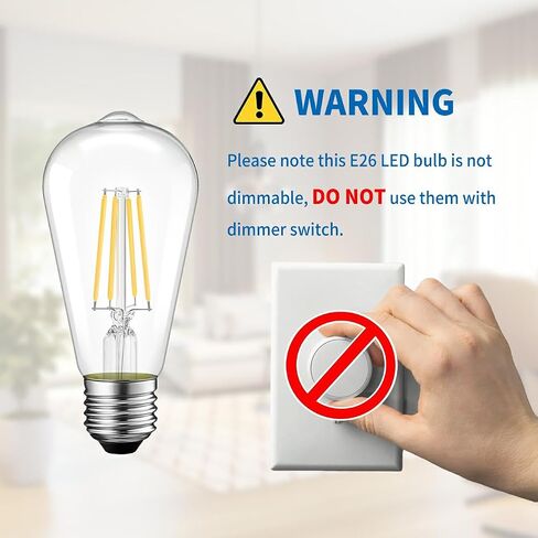 ANWIO Vintage LED Edison Bulbs 3-Pack, 7W, Equivalent 60W, Non-Dimmable, ST58 2700K Warm White Antique LED Filament Bulbs,E26 Medium Base, Clear Glass Style for Home and Commercial in Saudi Arabia