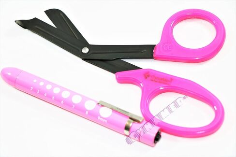 German Premium Fluoride Coated Non Stick Nurse EMS EMT Shears Serrated Bandage Scissors Plus Reusable Penlight Cynamed in Saudi Arabia