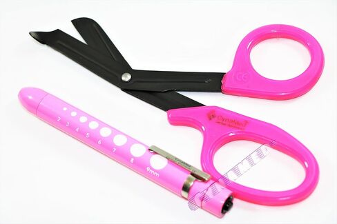 German Premium Fluoride Coated Non Stick Nurse EMS EMT Shears Serrated Bandage Scissors Plus Reusable Penlight Cynamed in Saudi Arabia