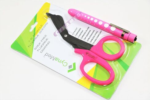 German Premium Fluoride Coated Non Stick Nurse EMS EMT Shears Serrated Bandage Scissors Plus Reusable Penlight Cynamed in Saudi Arabia