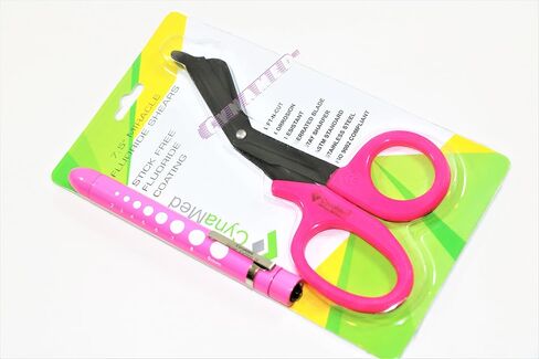 German Premium Fluoride Coated Non Stick Nurse EMS EMT Shears Serrated Bandage Scissors Plus Reusable Penlight Cynamed in Saudi Arabia