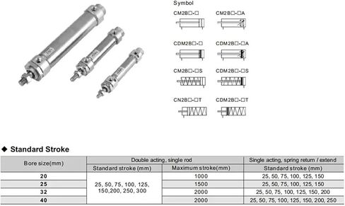 1pcs CM2B40-175-200-225-250-275-300 S MC Pneumatic Cylinder A Mini Cylinder(CM2B40-250) in Kuwait