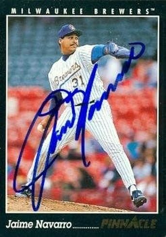 مستودع توقيعه 47879 JAIME NAVARRO بطاقة البيسبول MILWAUKEE BREWERS 1993 Pinnacle No .343 in Saudi Arabia