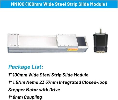 120Kg Heavy Load 100mm Wide Steel Strip Sliding Table Fully Enclosed Linear Module Stage SFU1605(57 Motor Bracket,300mm SFU1605) in Saudi Arabia