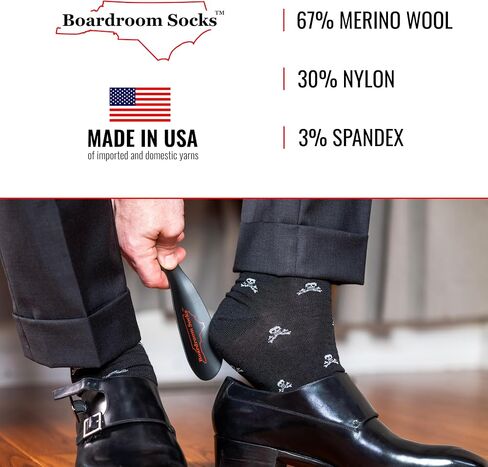 Boardroom Socks Men's Over the Calf Merino Wool Patterned Dress Socks (Navy W/Orange Dots, Charcoal W/Pink Dots, Black W/Red Dots) in Kuwait