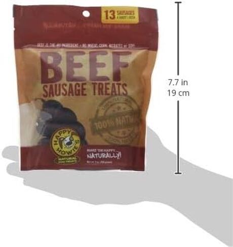 مكافآت الكلاب الطبيعية من Happy Howie - مكافآت صحية للكلاب وأداة تدريب، مصنوعة من لحم ضأن حقيقي ومكونات طبيعية، مصنوعة في الولايات المتحدة الأمريكية، خالية من الهرمونات - وصلات سجق لحم الضأن (13 عبوة، 3 عبوات) in Kuwait