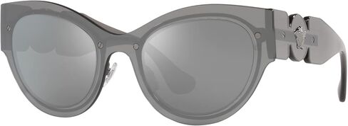 Versace VE 2234 10016G Grey Silver Plastic Cat-Eye Sunglasses Silver Mirror Lens in Saudi Arabia