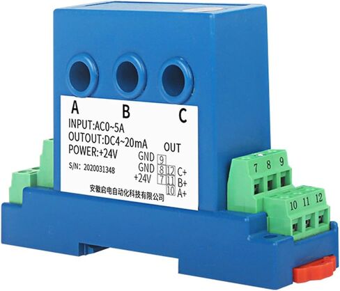 جهاز استشعار طاقة الإخراج AC5A10A الحالي ثلاثي الطور إلى 4-20MA0-10V (3xAC 0-10A_8MM_DC24V) in Kuwait