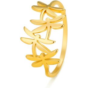 kkjoy Butterfly Rings Stainless Steel Flying Elves Rings Dragonfly Rings Promise Ring Jewelry Gift for Women Charming Ladies