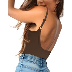 Micoson Womens Backless Tank Tops with Adjustable Spaghetti Strap V Neck Modal Camisole for Women for Under Clothes