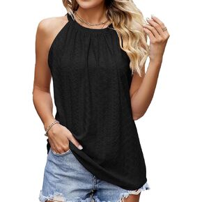 Womens Tank Tops Summer Shirts Sleeveless Eyelet Blouses Dressy Casual
