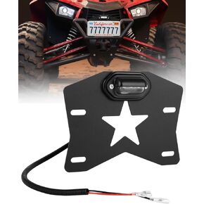 UTV License Plate,Utv License Plate Holder with Light Aluminum License Plate Bracket Frame Kit Compatible with Polaris RZR Ranger Maverick x3
