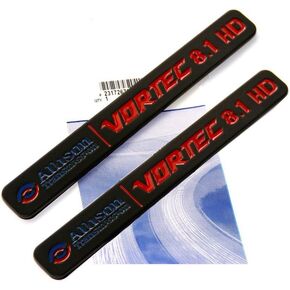 Yoaoo 2Pack OEM Allison Transmission 8.1 Hd 8.1L Vortec Badges Emblems Compatible with 2500Hd 3500Hd Silverado Sierra Truck Black