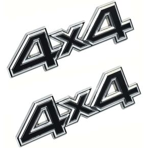 2 قطعة 4X4 شعار 3D شارة معدنية ملصق الباب الخلفي الشارات سيارة الجانب الحاجز الخلفي الجذع شعار صالح لشاحنة سيارة عالمية SUV بيك اب 4Wd (فضي أحمر)