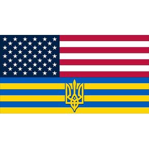 American - Ukraine Friendship Flag – Vehicle Sticker/Decal (5 x 2.63 inch) Waterproof, UV, Heat and Fade Resistant. Designed and Made in USA