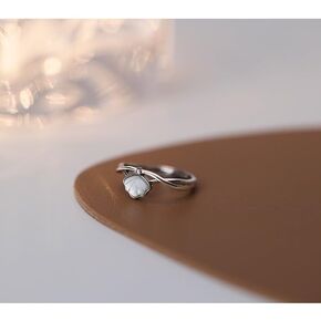 Beach Ring 925 Silver Shell Stackable Ring Seashell Ocean Ring Thin Nautical Shell Ring Knuckle Midi Ring for Girlfriend Teen Wear Comfort Rings Daily