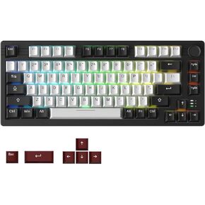 DAREU EK75PRO Sakura Pink Wireless Gaming Keyboard,75% RGB Hot-Swappable Mechanical Keyboard with Knob,2.4Ghz/BT5.1/USB-C Connectivity, Gasket Mount, PBT Keycaps, Linear Dream Switch for Win/MAC