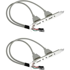 2-Pack Motherboard 9Pin to 2X USB2.0 PCI Rear Panel Expansion Bracket USB Hub Connector Extension Wire Converter