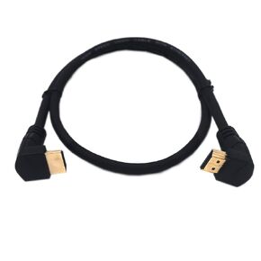 2ft HDMI 4K Adapter Cable, 90 Degree Up Angle HDMI Male to 90 Degree Down Angle HDMI Male Cable, HDMI 2.0 Version Ultra HD High Speed Shield Cord, 4K@60HZ (Up AM to Down AM)