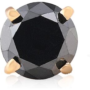 1ct Black Diamond Single Stud Earring 14K Yellow Gold