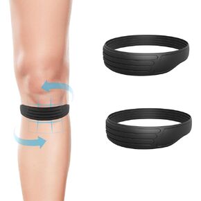 Silicone Knee Strap Patella Support - Stable, Non-Slip Knee Band, with Added Friction and Extra Width - Premium Silicone Material, Easy to Clean - Knee Brace, Knee Pads, Knee Sleeves-2PCS