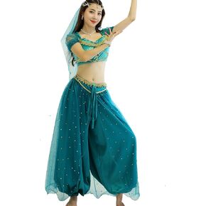 Belly Dance Costume Belly dancing Top&Harm Pants &Head piece&veil for Halloween Dress For Big Girls and Women