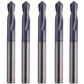 BestParts High Performance 5Pcs Solid Carbide Spotting Drill - AlTiN Coated, 90 Degree, 2 Flute, 3/16" Shank Diameter, 3/4" Flute Length, 2" Overall Length