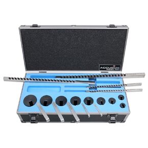 Accusize Industrial Tools - No.10 HSS Keyway Broach Set, 18 Pcs with Precision Ground Teeth, Includes 4 Broaches & 9 Bushings, 5100-0010