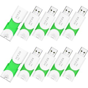 KEXIN 64 GB Flash Drive 10 Pack USB 3.0 Flash Drive 64G Thumb Drive 3.0 Memory Stick Data Storage USB Stick with LED Indicator,64G 10Pack Black+ Green