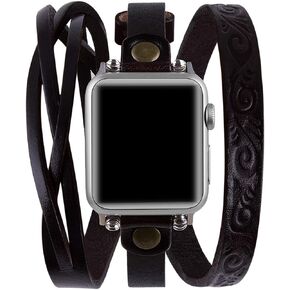 Leather Wrap Band Compatible with Apple Watch 38/40/41/42/44/45/49mm Iwatch Series 8/7/6/5/4/3 Womens Bracelet Strap