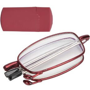 Elderly Fashionable Reading Glasses Stainless Steel Foldable Portable Presbyopic Glasses, Lightweight Eyeglasses Reduce Eyestrain Compact Folding Unisex Glasses for Reading Case Included(150) in Saudi Arabia