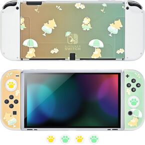 DLseego Grip Case Controller for Switch OLED Console 2019, Durable Anti-Slip Shock-Absorption Protective Soft Case with 4 PCS Comfortable Thumb Grips Caps for Joycon Controllers - Purple