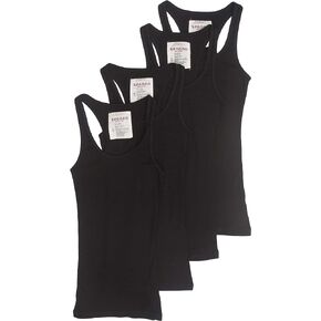4 Pack Zenana Women's Ribbed Tank Top Med Black, Black, Black, Black