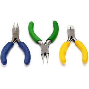 The Beadsmith Color-ID Mini Pliers – Color Coded Set – 3 Inches, 3 Piece Kit: Chain Nose, Round Nose, & Side Cutter – Tools for Jewelry Making