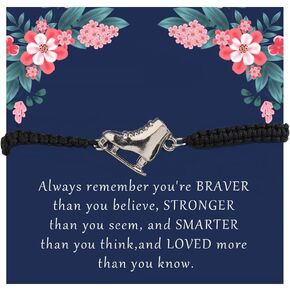 KUIYAI Skater Gift Ice Skate Gift Always Remember You are Braver Stronger Smarter Than You Think Bracelet Skate Coach Gift Figure Skating Enthusiast Gift
