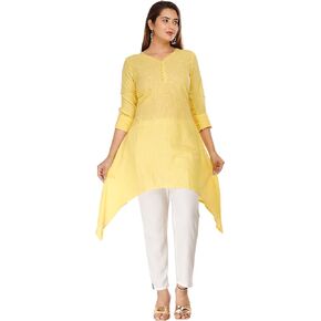 Indian Women's Plain Cotton Fish Cut Kurti Top
