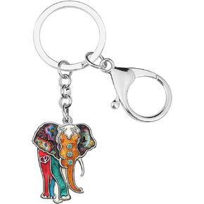 Enamel Alloy African Elephant Keychains Jungle Animals Car Purse Keyrings Charms Gifts for Women Girls