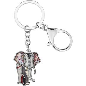 المينا سبيكة الفيل الأفريقي سلاسل المفاتيح حيوانات الغابة سيارة محفظة Keyrings سحر هدايا للنساء الفتيات