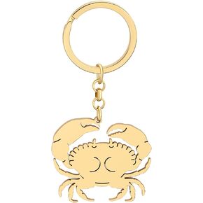 Cute Crab Keychain Stainless Steel Plated 18K Gold Keyring Charms Ocean Animals Gifts for Women Girls Key Decorations
