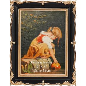 PHAREGE Vintage 5x7 Black Picture Frame with Gold Trim Finish, Ornate 4x6 Picture Frame with Mat or 5x7 Photo Frame without Mat, Antique Decor for Tabletop or Wall Display, 1 Pack