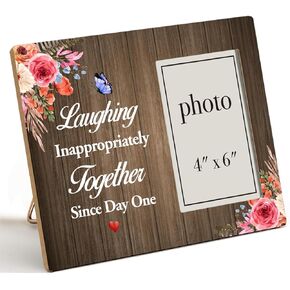Funny Gift for Friend Woman, Funny Friend Gifts for Women, Friendship Wood Photo Frame Gifts for Best Friends Besties Coworker, Best Friend Picture Frame (Photo 4x6 Inches)