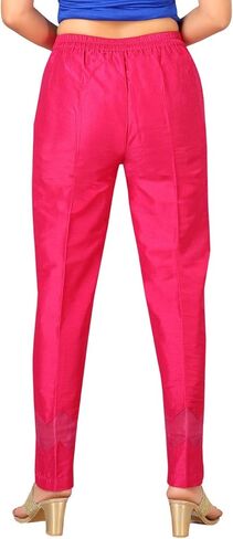 بنطلون حريري قطني للنساء، ملابس كاجوال بجيب جانبي واحد، بونتي مكتب مريح، نحيف، بنطال ذو مقاس متين | تصميم الأنسجة المتعرجة in Kuwait