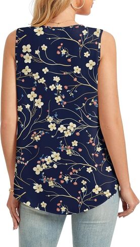 سترة علوية نسائية صيفية من ALIGADUO بدون أكمام فضفاضة ورقبة على شكل حرف V أساسية مع زر in Kuwait