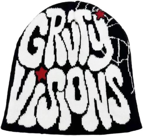 Men Women Y2K Beanie Cap Hats Hip Hop 90s Fashion Decoration Knit Winter Hats Warm Beanies Gothic Gifts Goth Y2K Hat (Black White G) in Kuwait