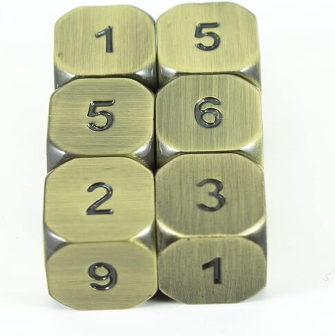 نرد D6 معدني ذهبي - مجموعة من ستة، لمسة نهائية عتيقة in Kuwait