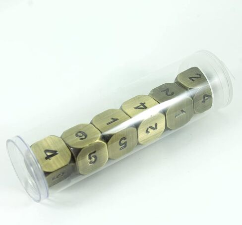 نرد D6 معدني ذهبي - مجموعة من ستة، لمسة نهائية عتيقة in Kuwait