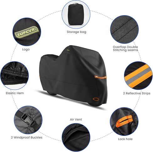 SUPCVR Motorcycle Cover Waterproof All Season Outdoor Protection with Lock-Holes Fit up to 104 inches Motorcycle Vehicle (104"Lx41 Wx50 H) in Saudi Arabia