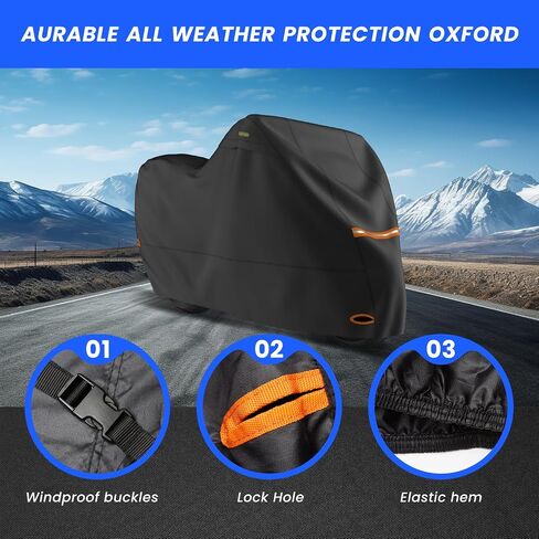 SUPCVR Motorcycle Cover Waterproof All Season Outdoor Protection with Lock-Holes Fit up to 104 inches Motorcycle Vehicle (104"Lx41 Wx50 H) in Saudi Arabia