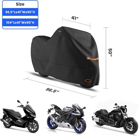 SUPCVR Motorcycle Cover Waterproof All Season Outdoor Protection with Lock-Holes Fit up to 104 inches Motorcycle Vehicle (104"Lx41 Wx50 H) in Saudi Arabia